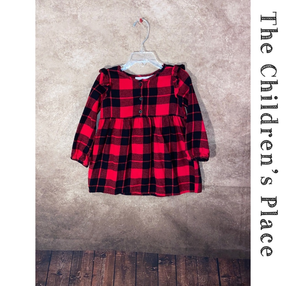 The Children's Place Toddler Girls Buffalo Plaid Flannel Shirt Dress-size 2T-EUC